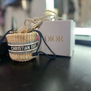 Christian Dior mini raffia bucket bag